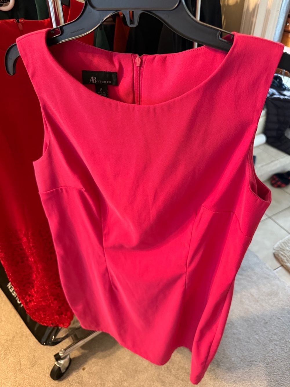 AB Studio Sleeveless Hot Pink Shift Dress